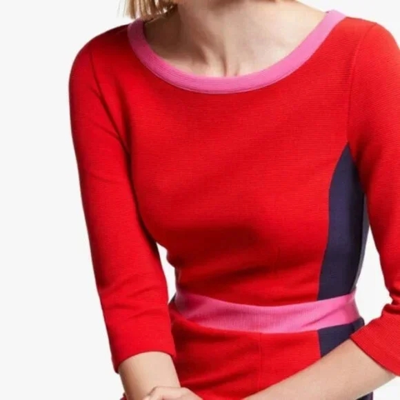 Boden Red and Pink Colorblock Dress - Picture 4 of 13